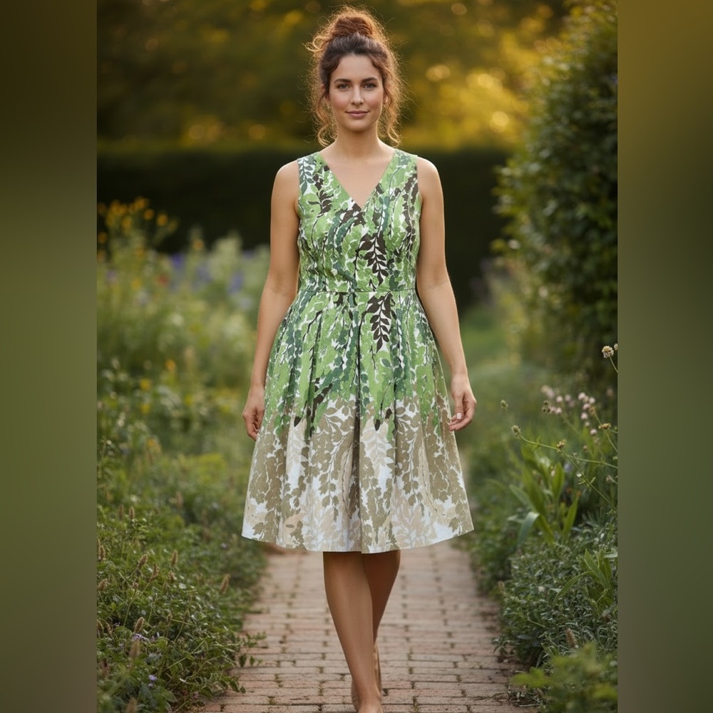 Talbots Womens Size 12 P‎ Faux Wrap sleeveless Cotton Floral Cottagecore Dress - Picture 6 of 6